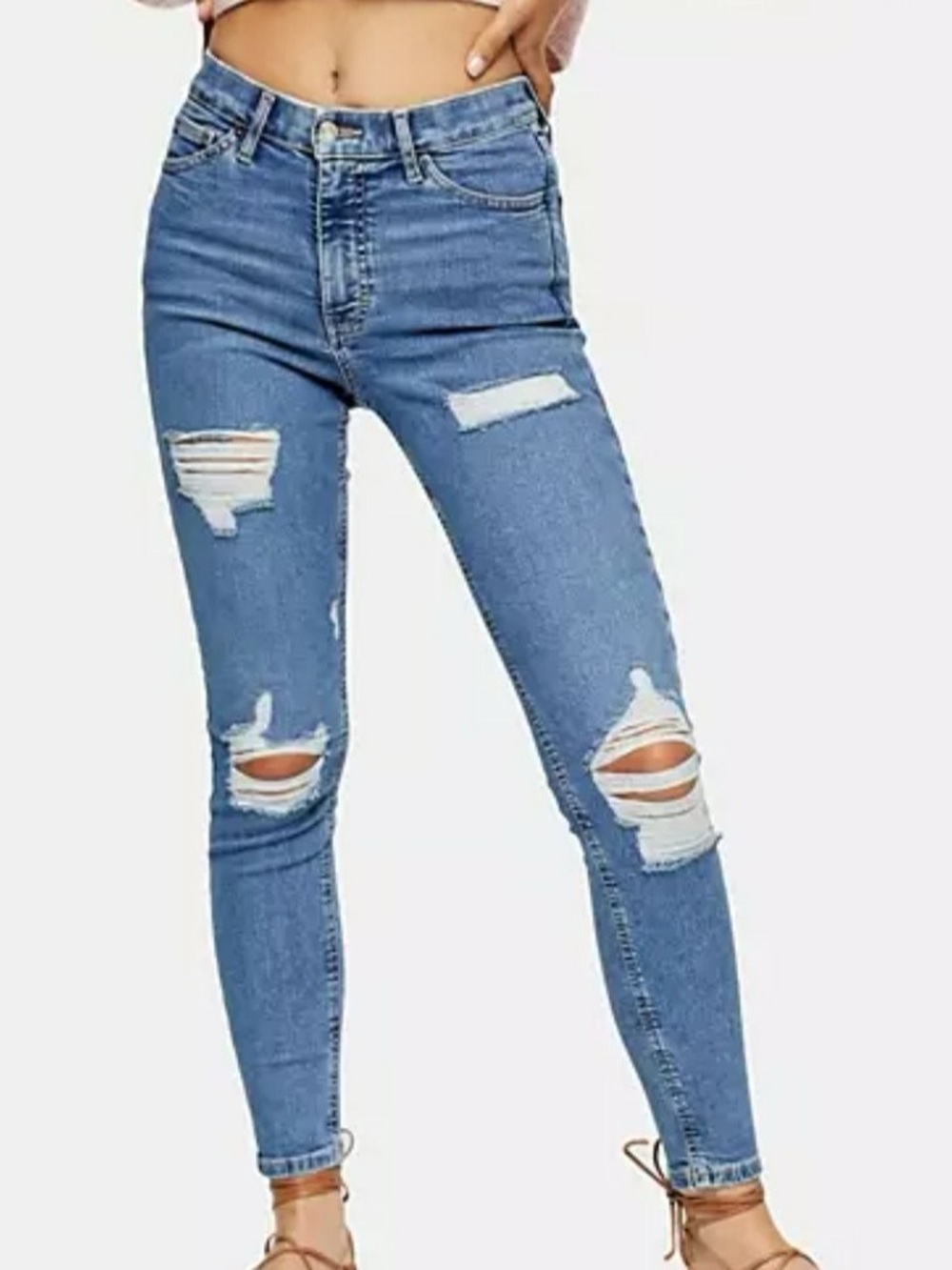 Topshop High Rise Distressed Skinny Moto Jamie Jeans